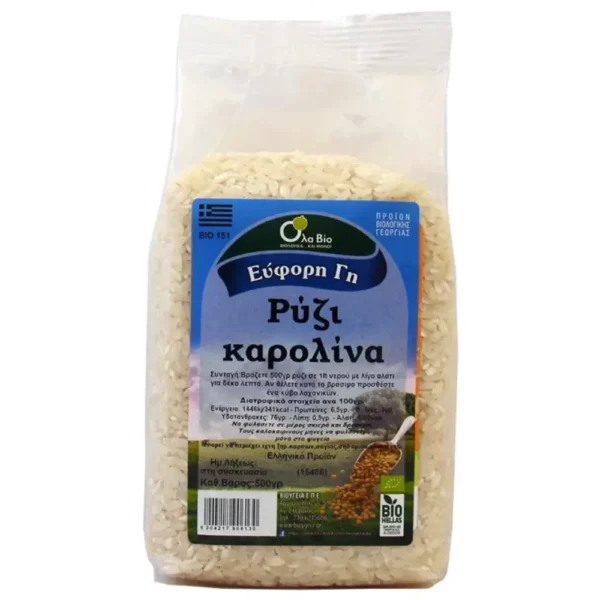 Ρύζι Καρολίνα 500gr Όλα Bio