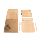 Σετ 10 Τετράγωνα Πιάτα & 10 Σετ Μαχαίρι – Πιρούνι – Κουτάλι Από Φυσικό Bamboo Minimal List