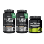 Iso Whey Zero Black Σοκολάτα 908gr & Iso Whey Zero Black Βανίλια 908gr & 100% Micronized Creatine Monohydrate Unflavored 300gr Biotech USA (3 Τεμάχια)