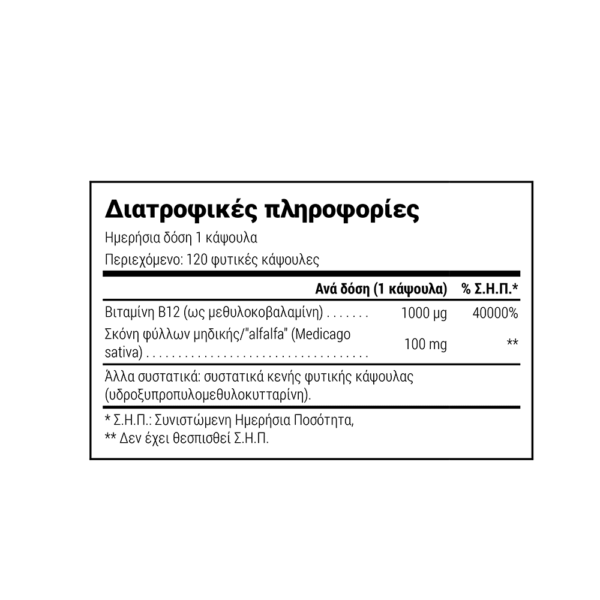 Natural Doctor B12 Active & Alfa Alfa Βιταμίνη για την Υγεία του Νευρικού Συστήματος 120 Φυτικές Κάψουλες - Image 2