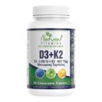 Natural Vitamins D3 2000IU + K2 75μg Βιταμίνη για Ενίσχυση του Ανοσοποιητικού & την Υγεία των Οστών 90 Μασώμενες Ταμπλέτες
