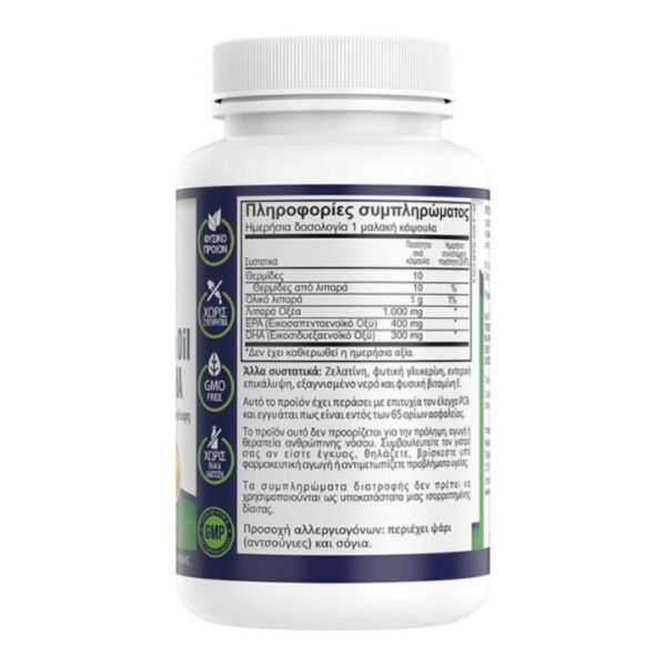 Natural Vitamins Omega 3 Fish Oil Mega EPA DHA Ιχθυέλαιο 1000mg 60 Μαλακές Κάψουλες - Image 2