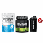 Biotech USA Set (100% Pure Whey Choco 454gr, Micronized Creatine 300g & Δώρο Shaker Wave Black 600ml)
